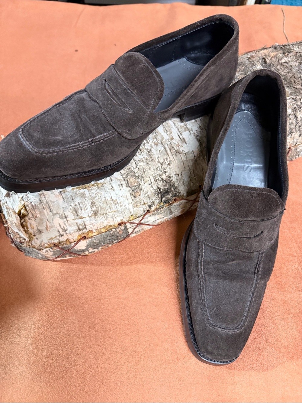 Men's Dark Brown Suede Penny Loafers - Classic Slip-On Dress Loafers
